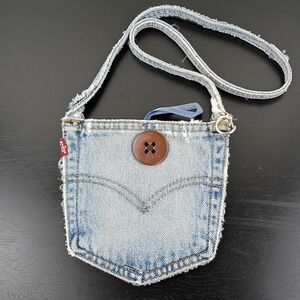Levis Upcycled Denim Pocket Crossbody Bag Light Wash Distressed Small Pouch Pkt